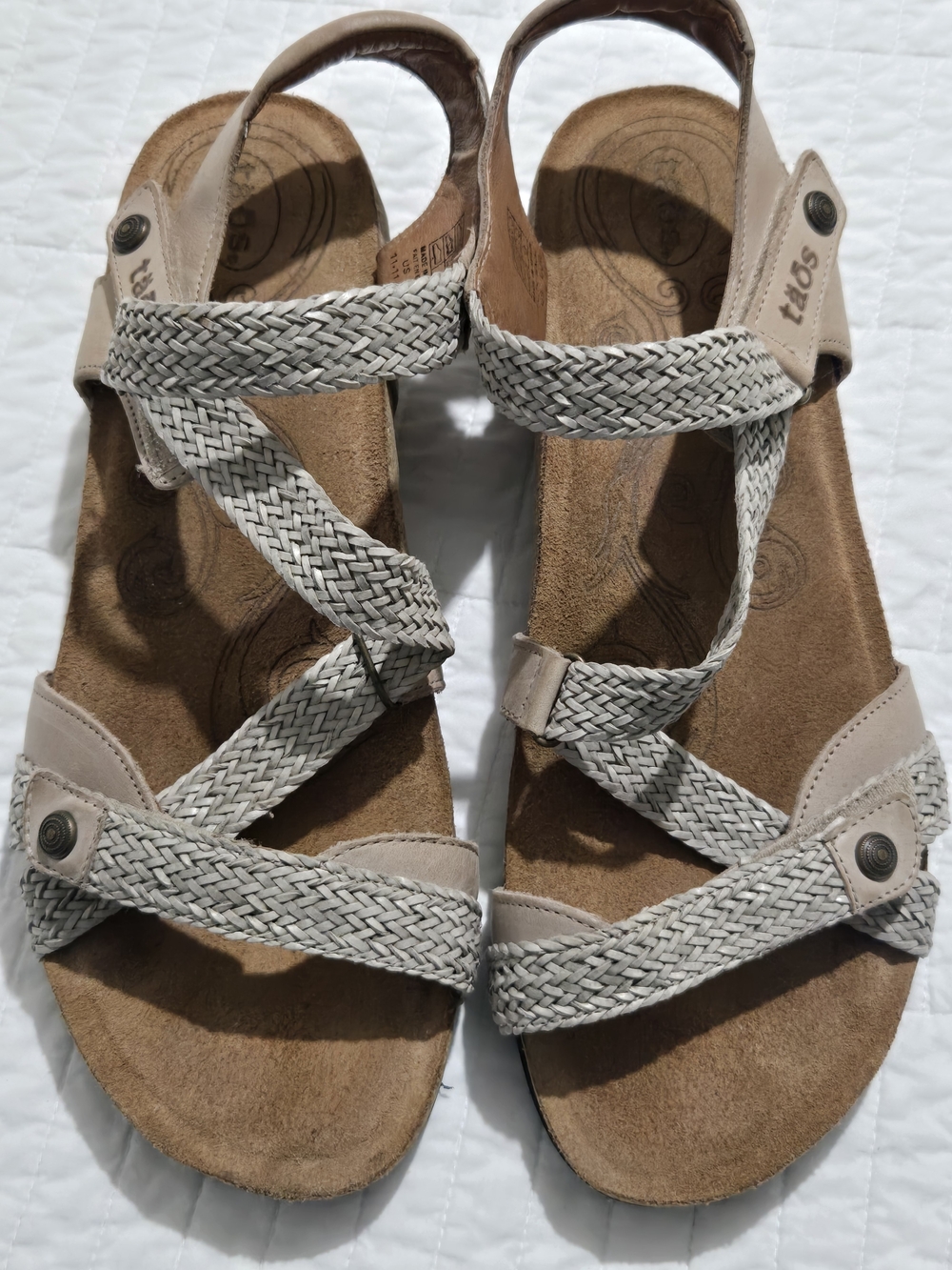 Taos Footwear Light Beige Braided Leather Slingback Sandals